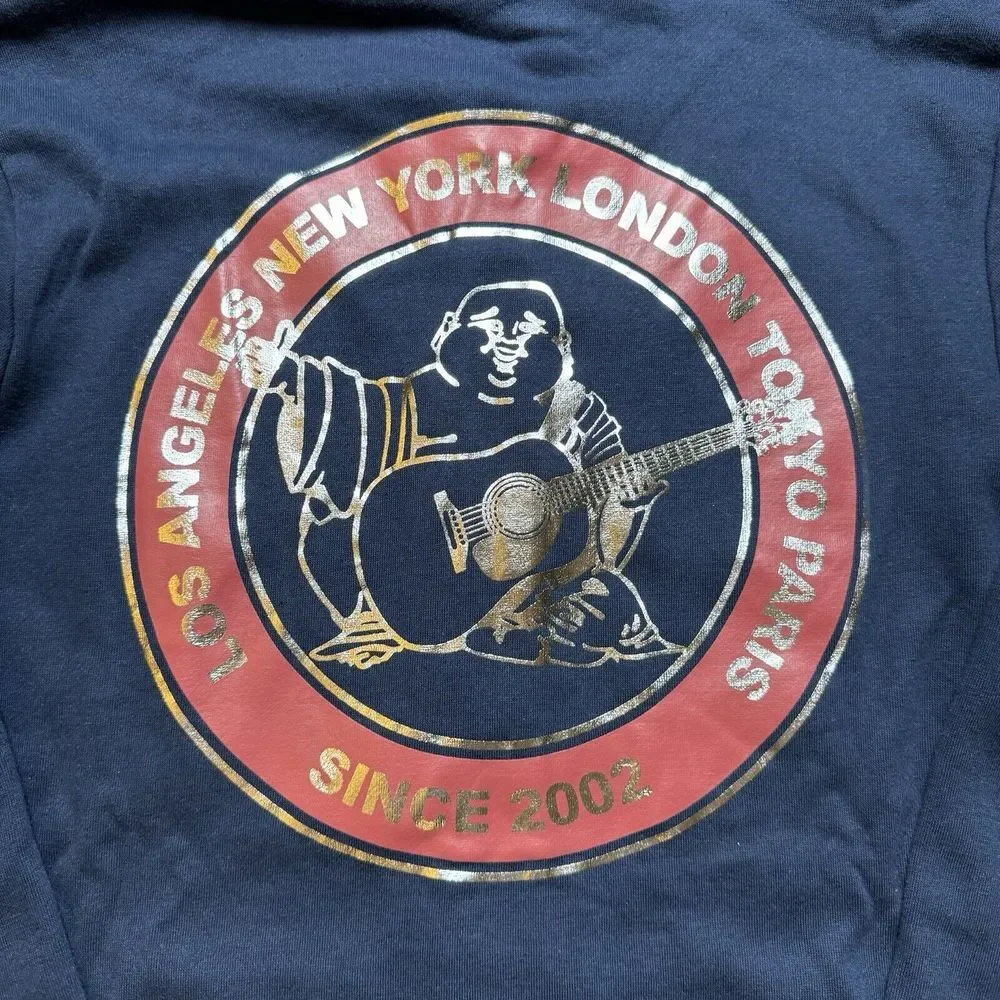 True Religion Full‎ Zip Hoodie Men's Small Dress Blue City Budda Streetwear
